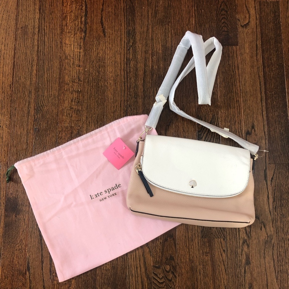 Kate Spade Large Convertible Polly Flap Adj. Shoulder Bag in Blush Multi - NEW! - Picture 3 of 15